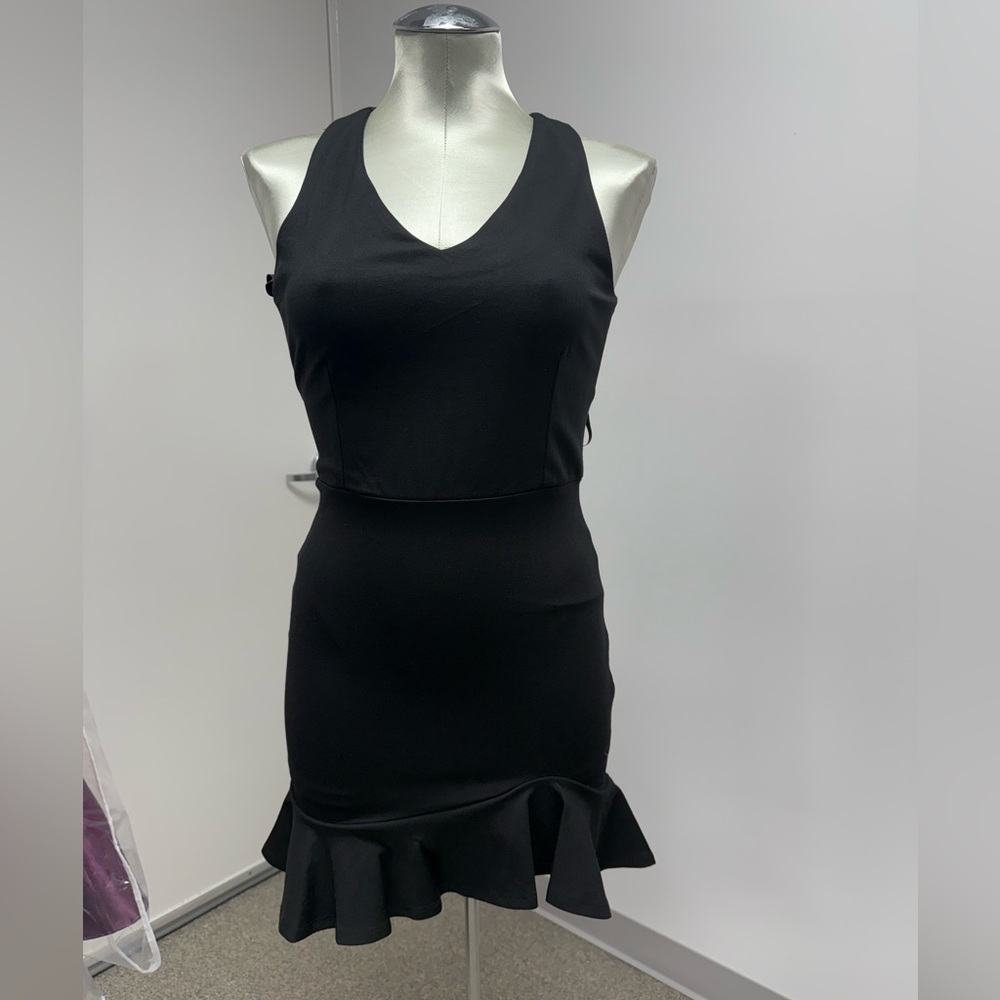 NWT FELICITY Cris Cross Back Kids Ruffle Dress in Black